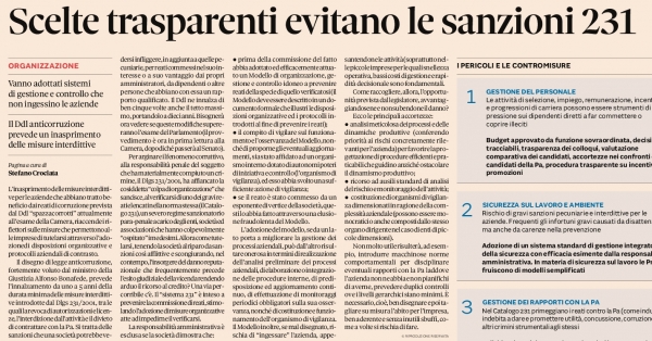 Sclete trasparenti evitano le sanzioni 231/01