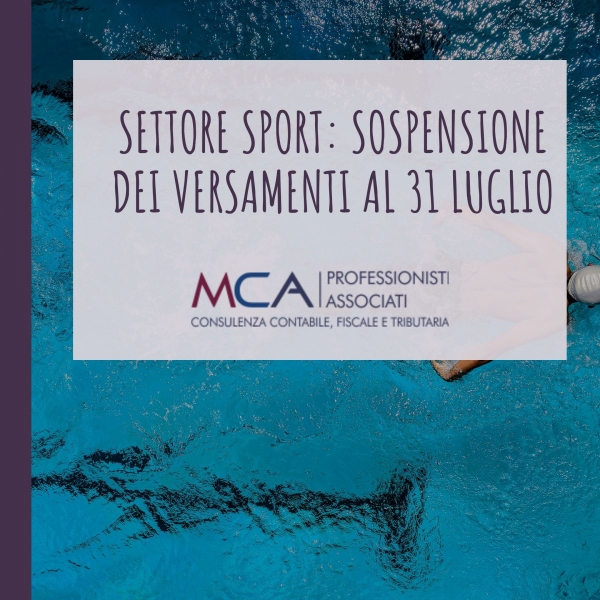 Settore sport: sospensione dei versamenti al 31 luglio