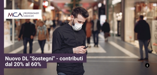Nuovo DL Sostegni contributi dal 20% al 60%