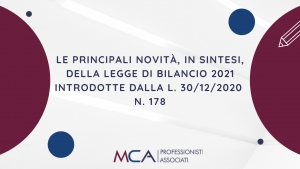 Legge di Bilancio 2021- Principali Novit&agrave;